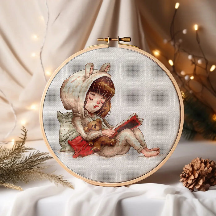 Girl with a Book - PDF Cross Stitch Pattern