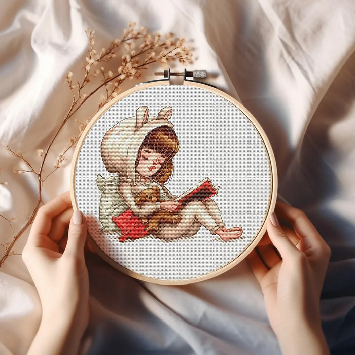 Girl with a Book - PDF Cross Stitch Pattern