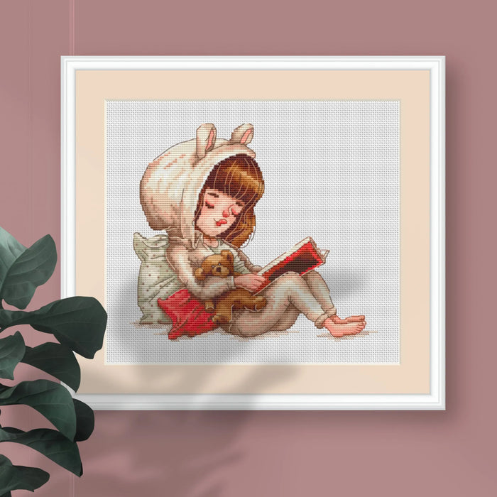 Girl with a Book - PDF Cross Stitch Pattern