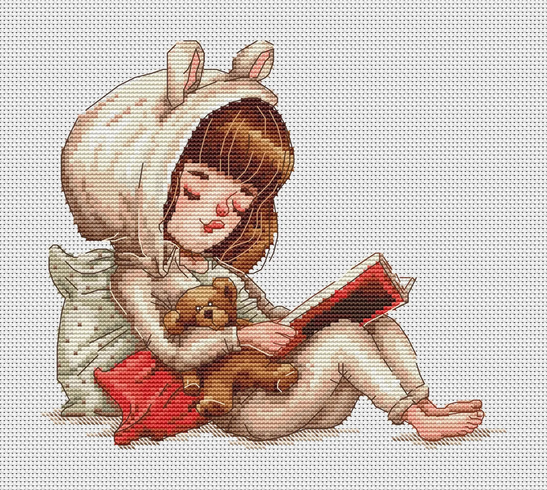 Girl with a Book - PDF Cross Stitch Pattern