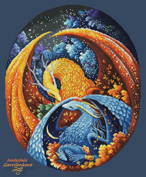 The Dragon Family - PDF Cross Stitch Pattern