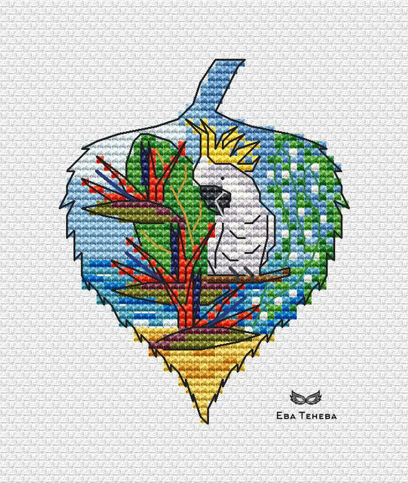 Leaves. Birds of Paradise - PDF Cross Stitch Pattern