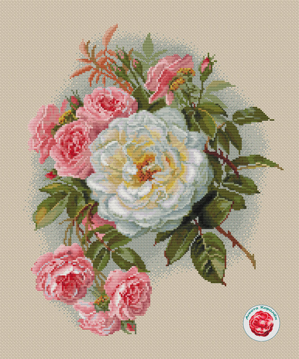 White and Pink - PDF Cross Stitch Pattern