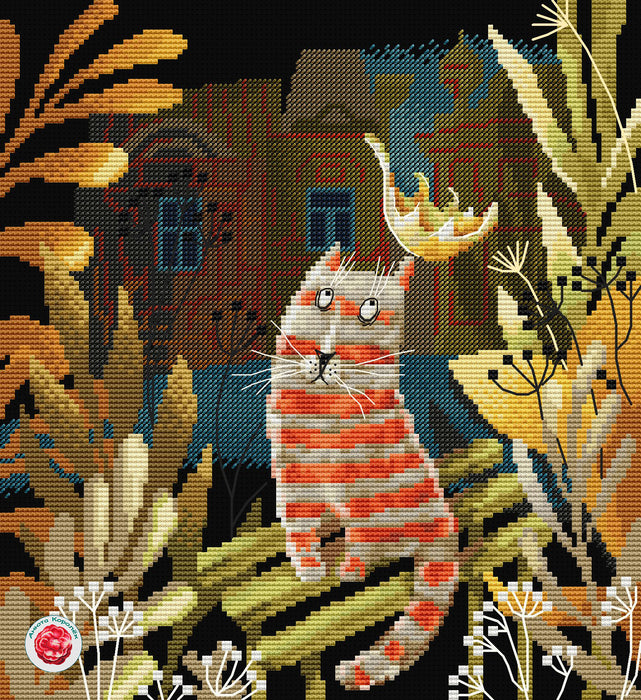 Autumn Cat - PDF Cross Stitch Pattern