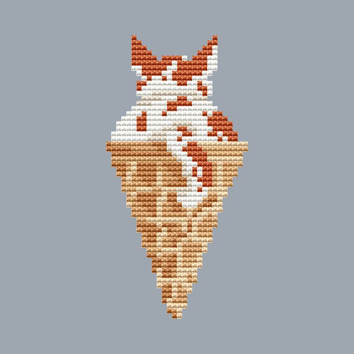 Ice cream with caramel cat - PDF Cross Stitch Pattern