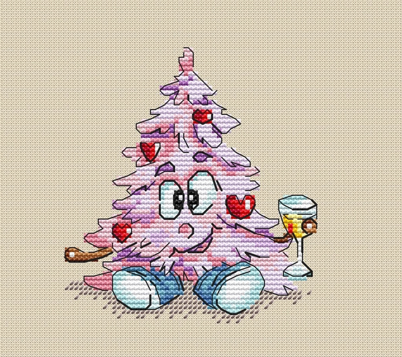 Christmas tree. Champagne - PDF Cross Stitch Pattern