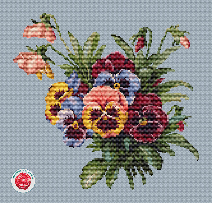 Bouquet of Pansies - PDF Cross Stitch Pattern