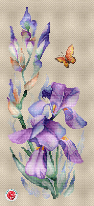 Iris and Butterfly - PDF Cross Stitch Pattern