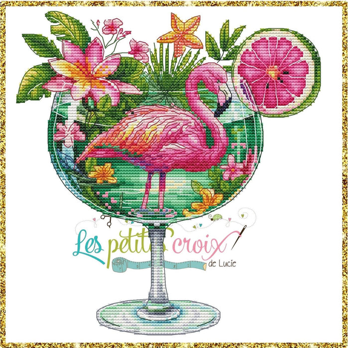 Flamingo cocktail - PDF Cross Stitch Pattern