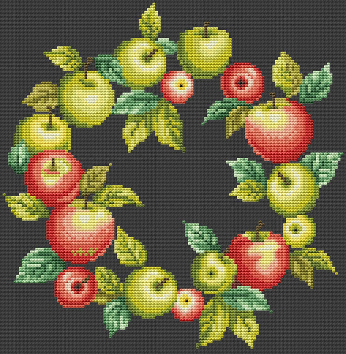 Apple wreath - PDF Cross Stitch Pattern