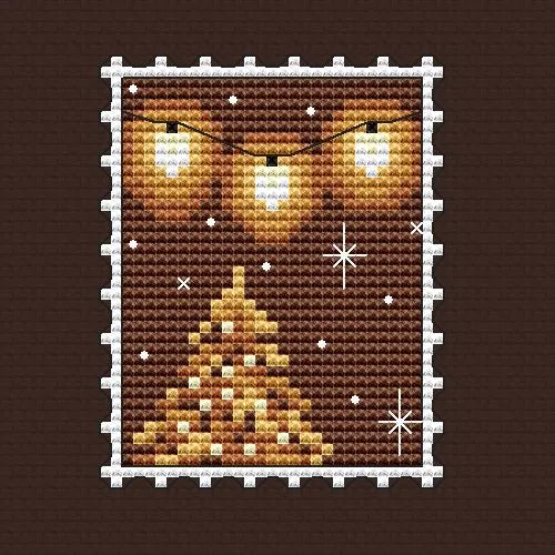 Postage stamp. Ginger garland - PDF Cross Stitch Pattern