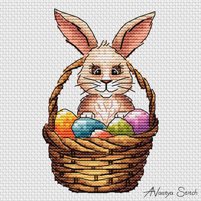 Rabbit in a Basket - PDF Cross Stitch Pattern