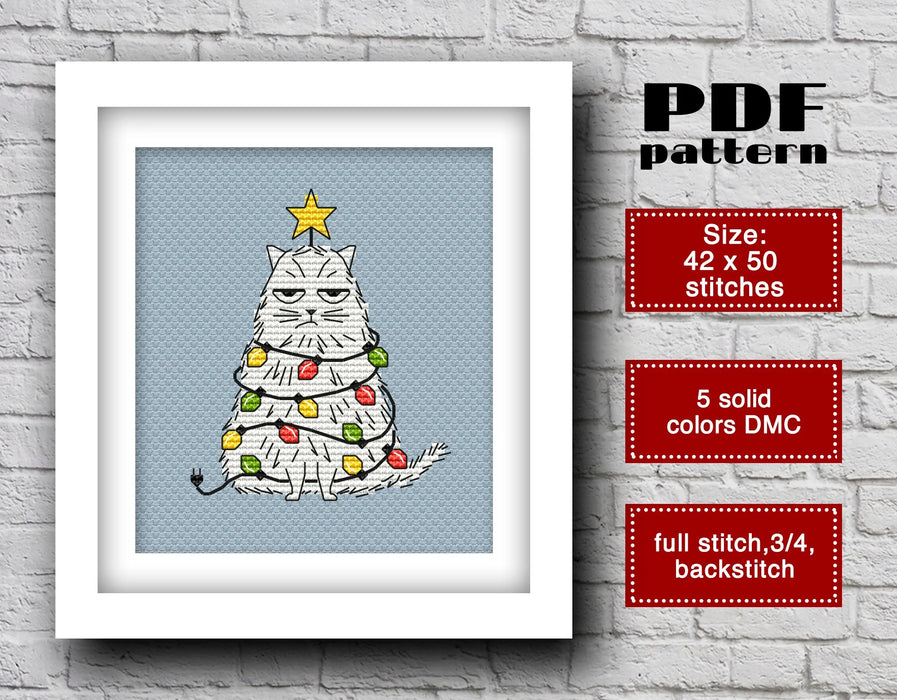 Christmas Cat - PDF Cross Stitch Pattern