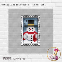 Postage Stamp. Snowman - Free PDF Cross Stitch Pattern