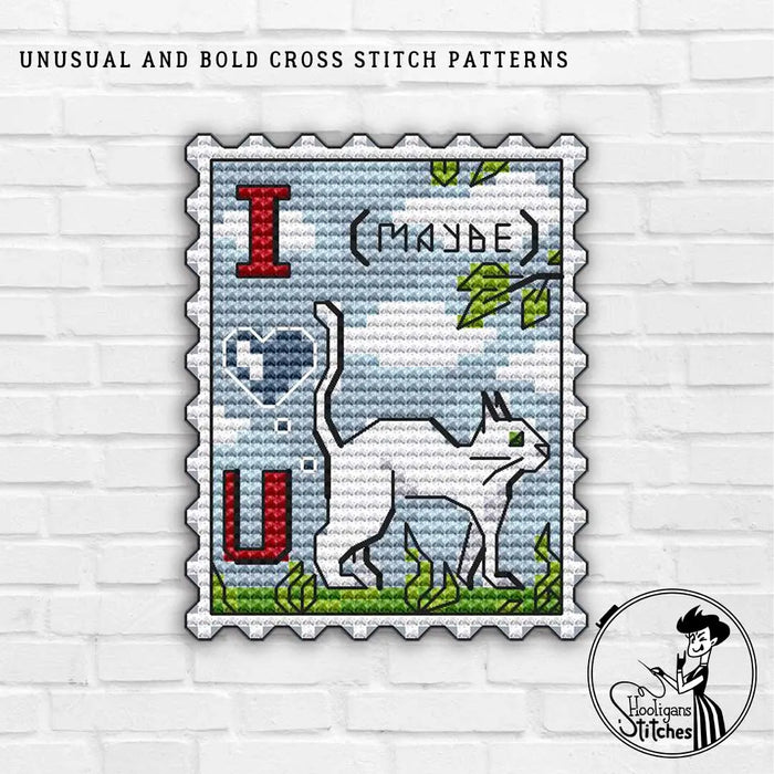 Postage stamp. I love u - PDF Cross Stitch Pattern