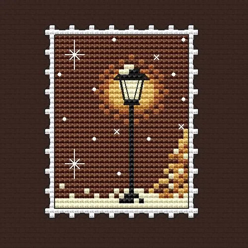 Postage stamp. Ginger night - PDF Cross Stitch Pattern