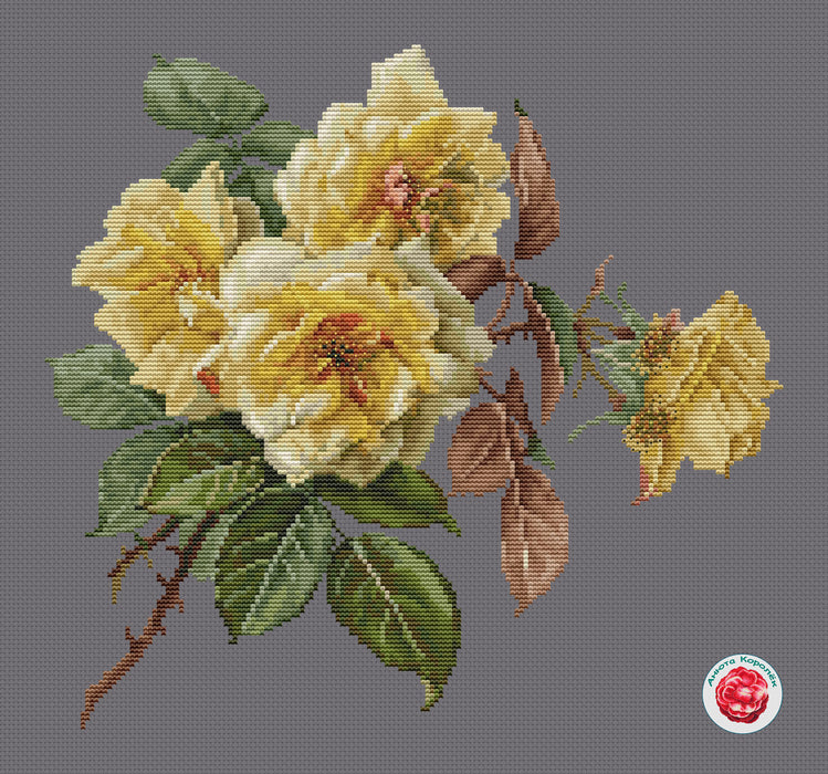 Yellow Roses - PDF Cross Stitch Pattern