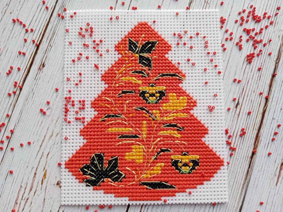 Christmas tree. Khokhloma Red - PDF Cross Stitch Pattern