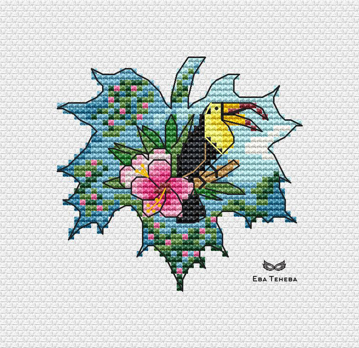 Leaves. Toucan - PDF Cross Stitch Pattern