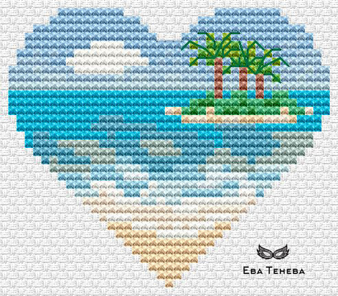 Valentines. Beach - PDF Cross Stitch Pattern