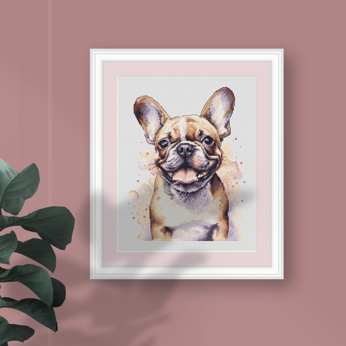Watercolor Bulldog - PDF Cross Stitch Pattern