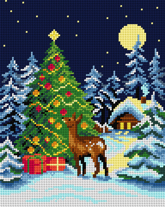 Gobelin canvas for halfstitch without yarn Christmas Tree in The Forest 3502H
