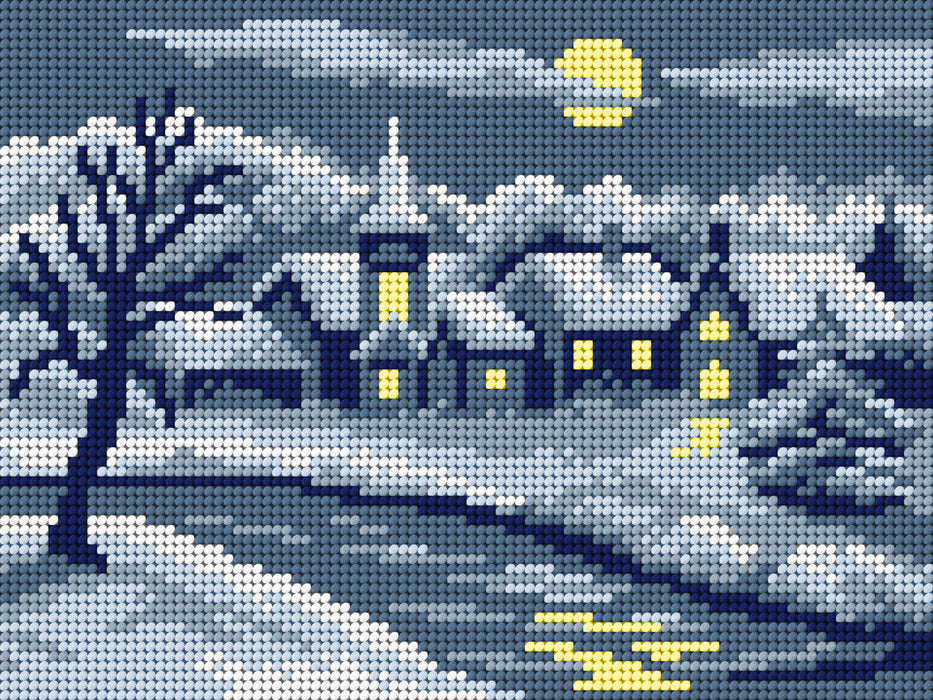 Gobelin canvas for halfstitch without yarn Winter Landscape with a River 3508F
