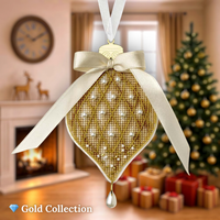 Cross-stitch kits on a plastic base Christmas Ornament - Golden Pinecone FLX-136