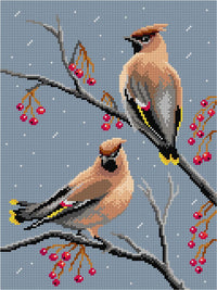 Gobelin canvas for halfstitch without yarn Birds - Waxwings 3592J