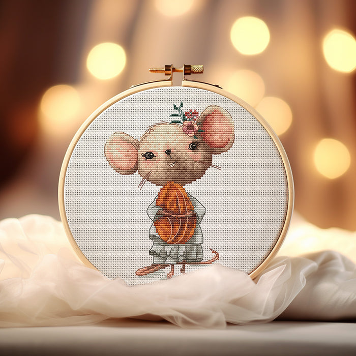 Mouse with a Nut - PDF Cross Stitch Pattern