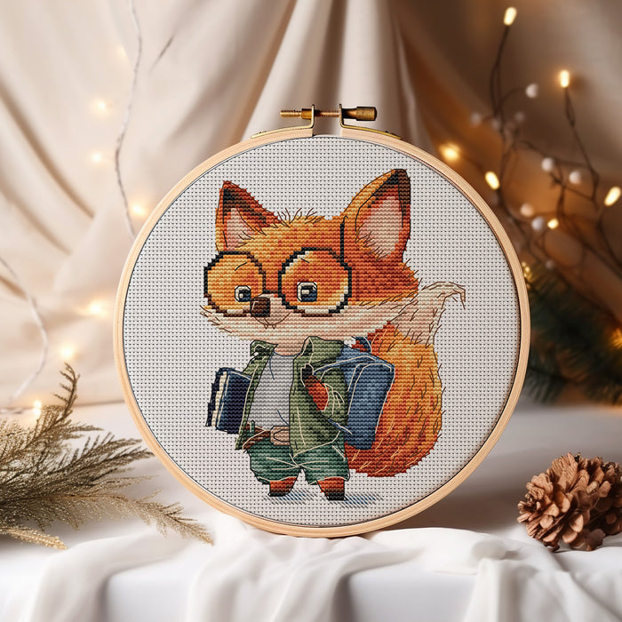 Smart Fox Student - PDF Cross Stitch Pattern
