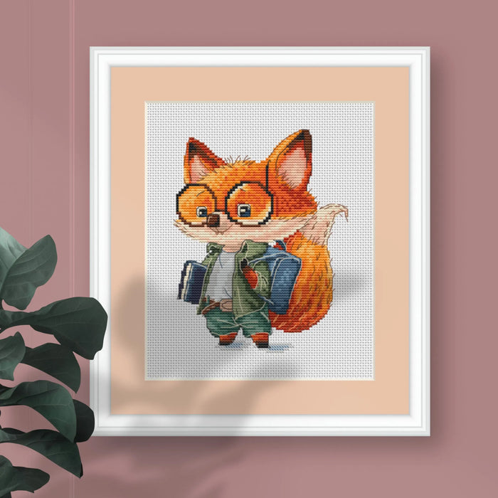 Smart Fox Student - PDF Cross Stitch Pattern