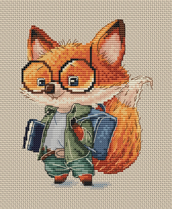 Smart Fox Student - PDF Cross Stitch Pattern