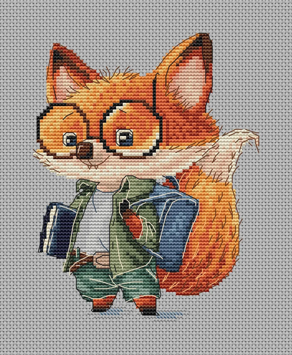 Smart Fox Student - PDF Cross Stitch Pattern