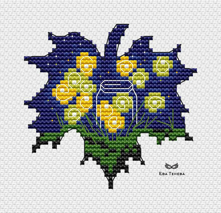 Leaves. Fireflies - PDF Cross Stitch Pattern