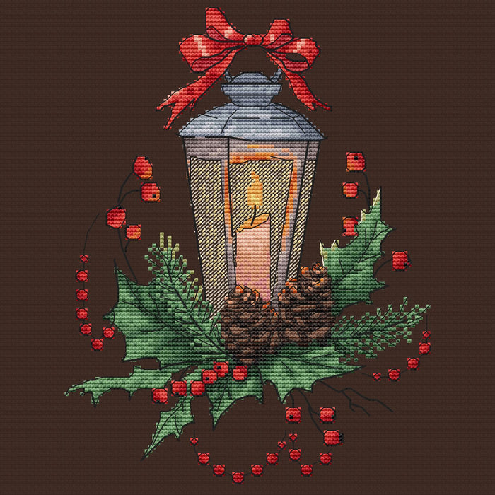 Lantern with a Pinecones - PDF Cross Stitch Pattern