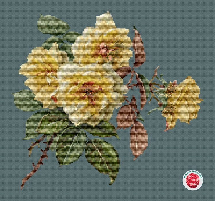 Yellow Roses - PDF Cross Stitch Pattern