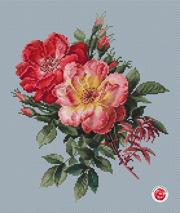 Two Roses - PDF Cross Stitch Pattern