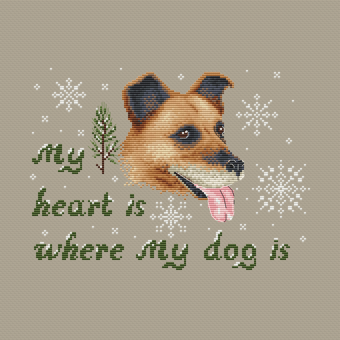 My Heart is Where my Dog is - PDF Cross Stitch Pattern