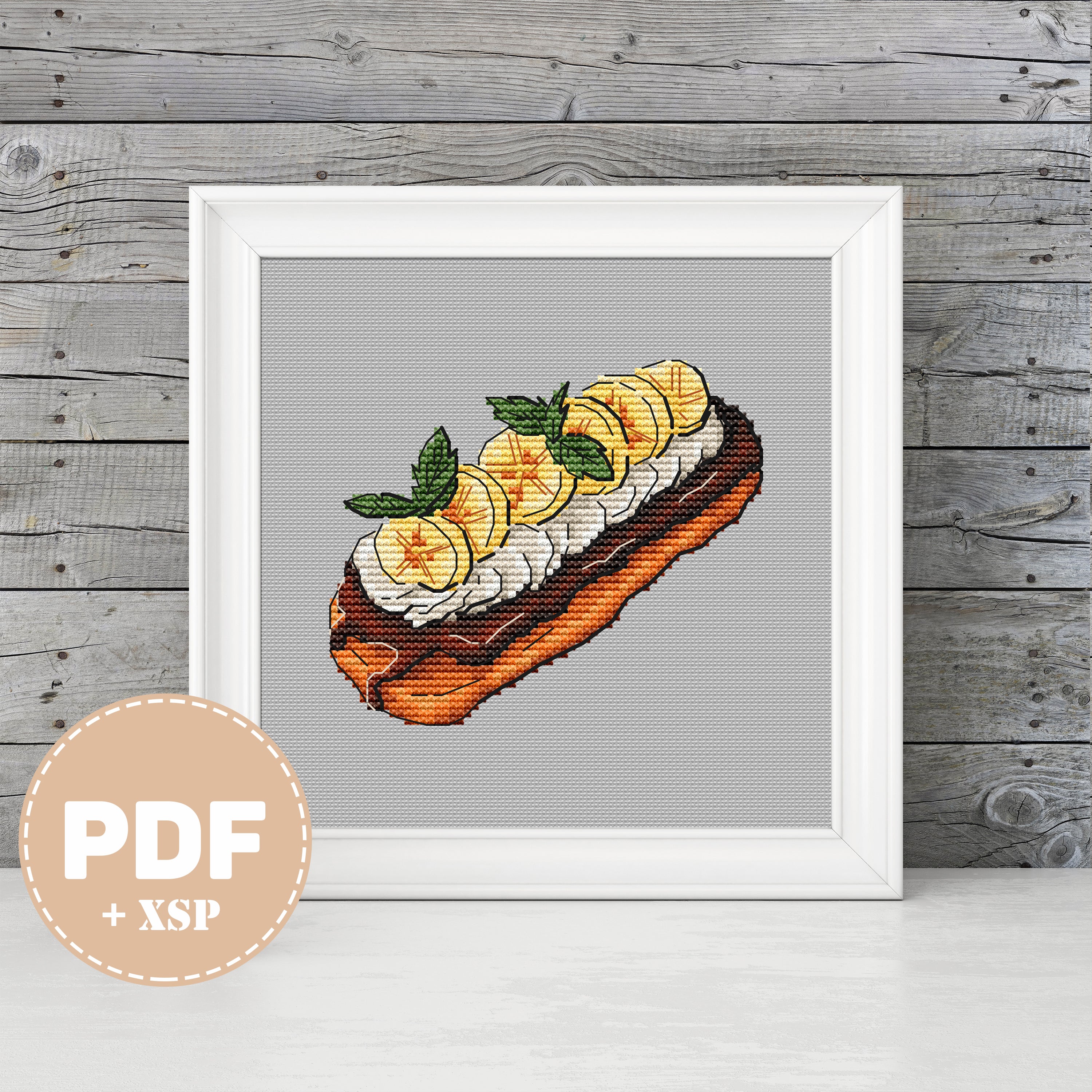 Eclair with Banana - PDF Cross Stitch Pattern – Wizardi