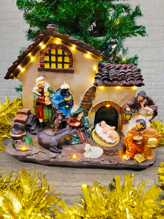 Christmas Village with LED Lights. Holy Family Scene F07M4-1-H530