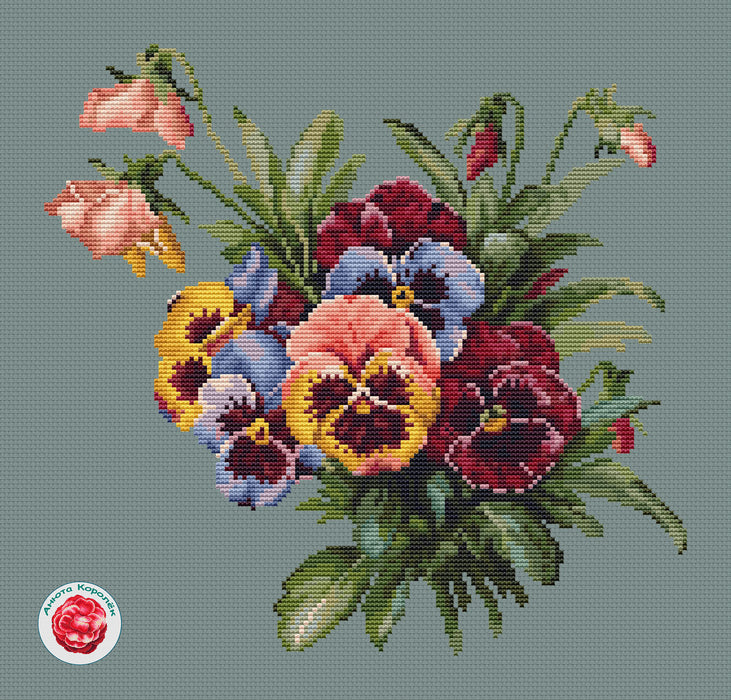 Bouquet of Pansies - PDF Cross Stitch Pattern