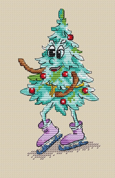 Christmas tree. On skates - PDF Cross Stitch Pattern