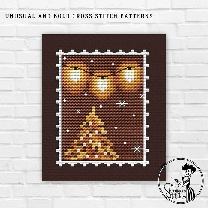 Postage stamp. Ginger garland - PDF Cross Stitch Pattern