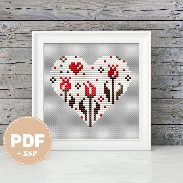 Tulip Heart - PDF Cross Stitch Pattern