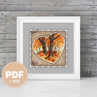 Postage Stamp Autumn - PDF Cross Stitch Pattern