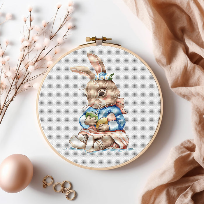 Bunny with Eggs - PDF Cross Stitch Pattern