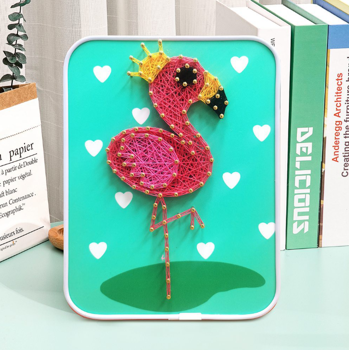 Flamingo String Art Kit with Stand. Simple Decorative DIY String Art Craft Kit M1-2 DHBC26330