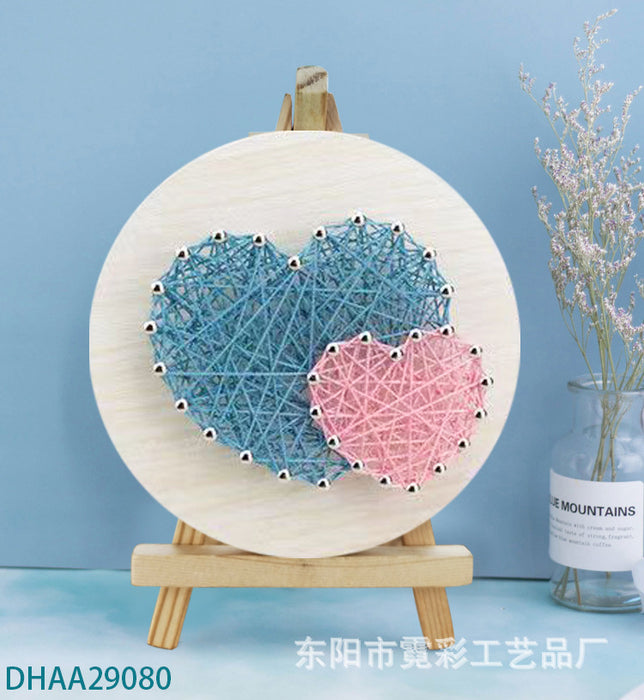 Purple Hearts String Art Kit with Stand. Simple Decorative DIY String Art Craft Kit M1-4 DHAA29080