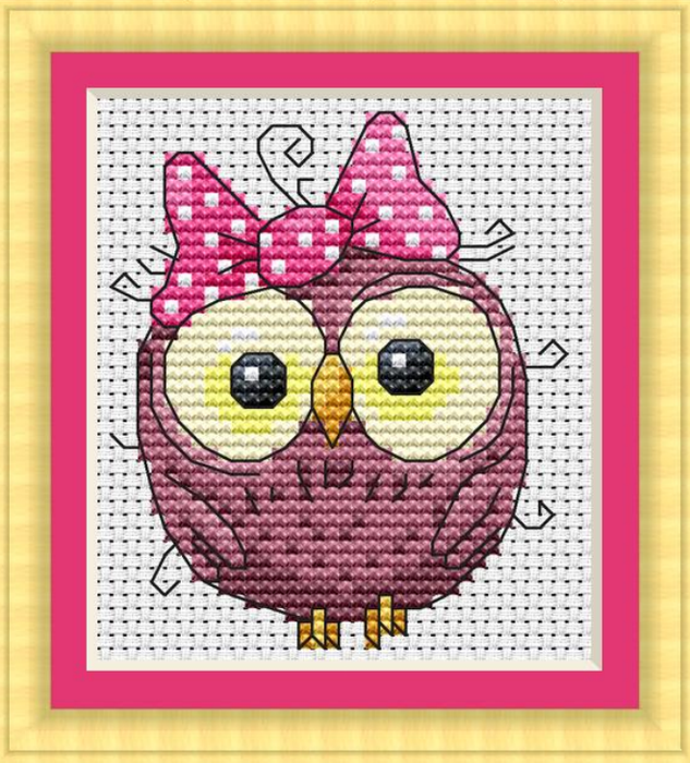 Owl with bow - PDF Cross Stitch Pattern